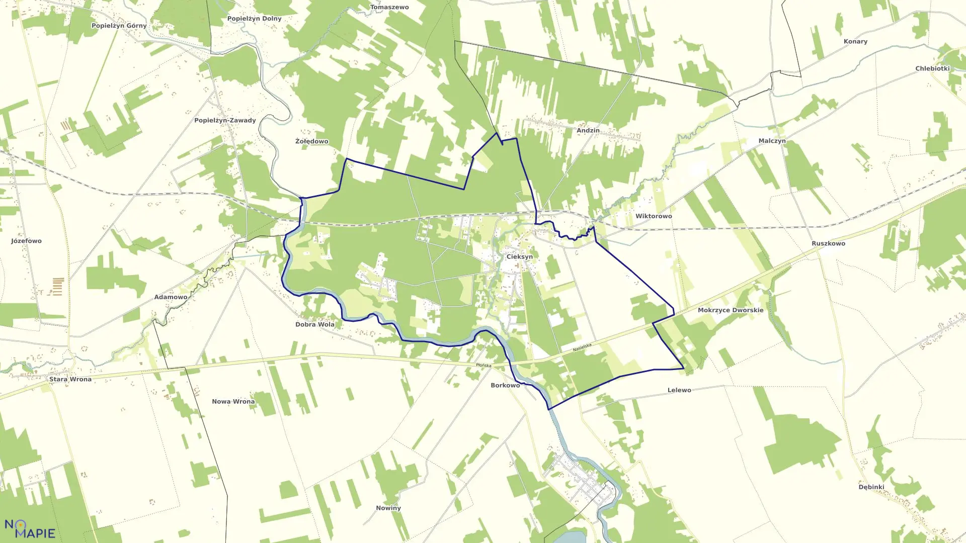 Mapa obrębu Cieksyn w gminie Nasielsk