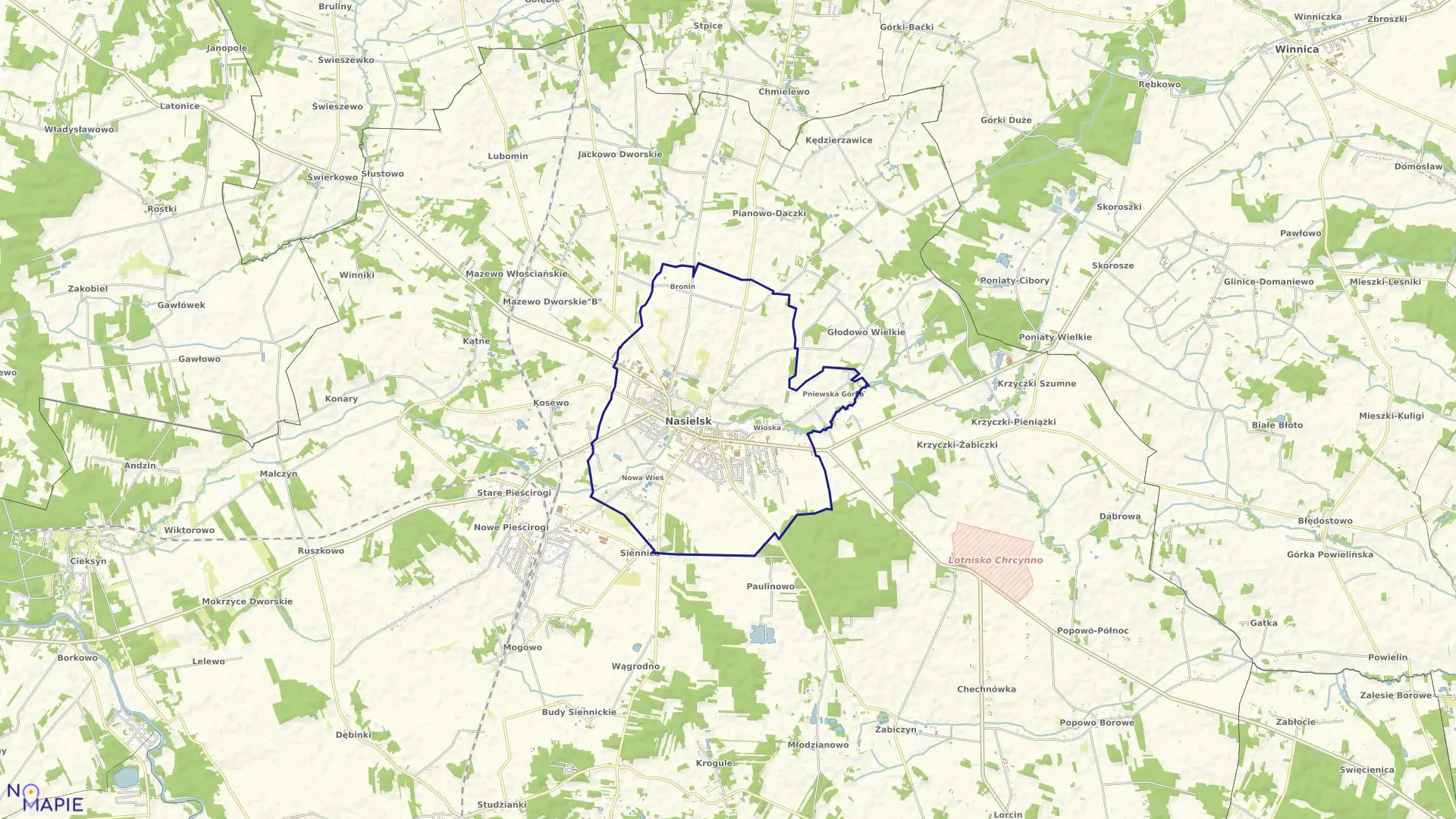Mapa obrębu MIASTO NASIELSK w gminie Nasielsk